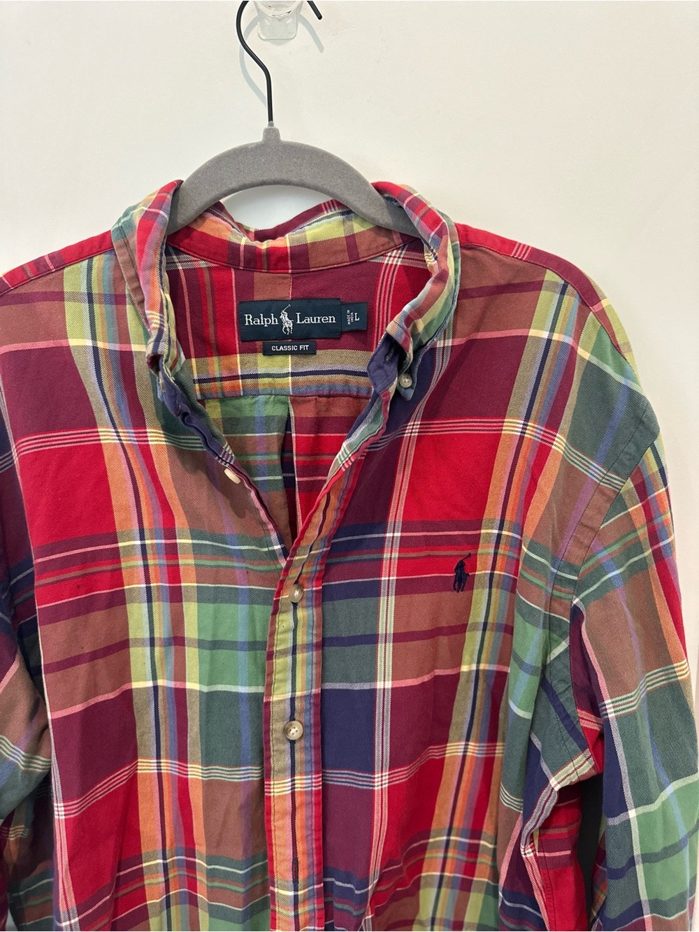 Ralph Lauren Classic Fit Plaid Button-Down Shirt, Men’s Size L